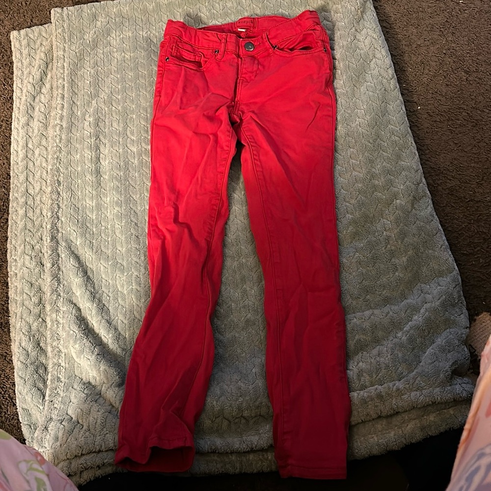 KIDPIK Red High Waisted Adjustable Waist Skinny Jeans Size Girls 12